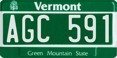 VT license plate AGC591