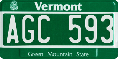 VT license plate AGC593