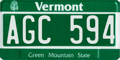 VT license plate AGC594