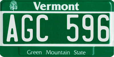 VT license plate AGC596