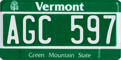 VT license plate AGC597