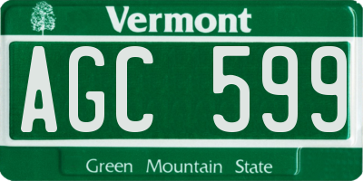 VT license plate AGC599