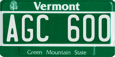 VT license plate AGC600
