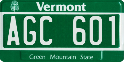 VT license plate AGC601