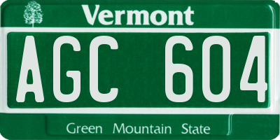 VT license plate AGC604