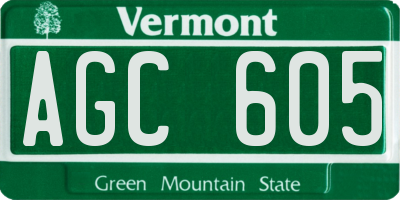 VT license plate AGC605
