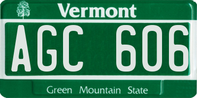 VT license plate AGC606