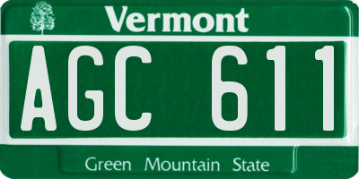 VT license plate AGC611