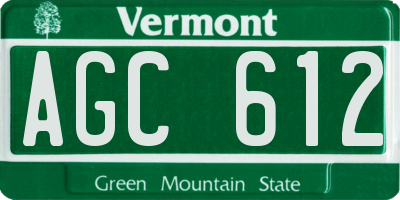 VT license plate AGC612