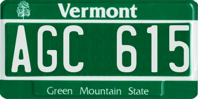 VT license plate AGC615
