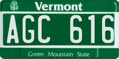 VT license plate AGC616