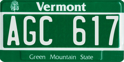 VT license plate AGC617