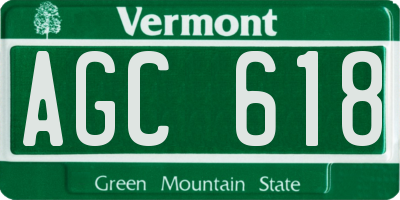 VT license plate AGC618