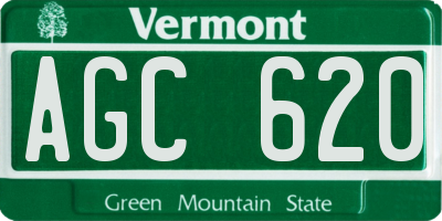 VT license plate AGC620