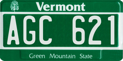 VT license plate AGC621