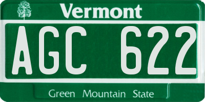 VT license plate AGC622