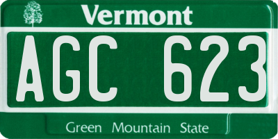 VT license plate AGC623