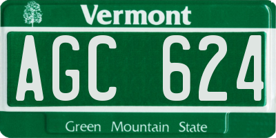 VT license plate AGC624