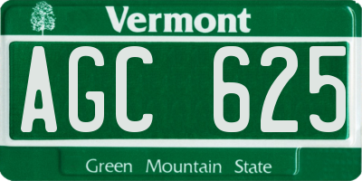 VT license plate AGC625