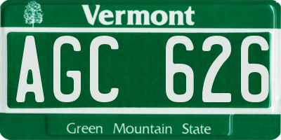VT license plate AGC626