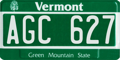 VT license plate AGC627