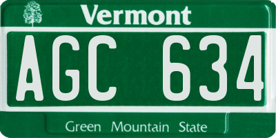 VT license plate AGC634