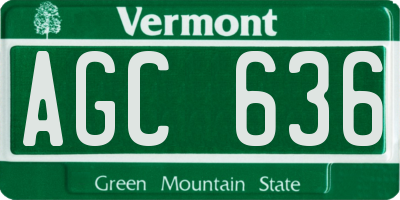 VT license plate AGC636