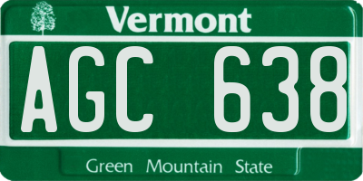 VT license plate AGC638