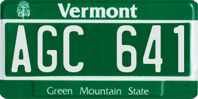 VT license plate AGC641