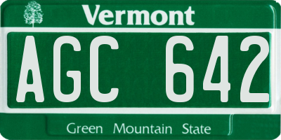 VT license plate AGC642