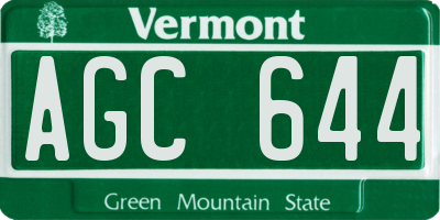 VT license plate AGC644