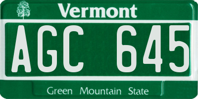 VT license plate AGC645