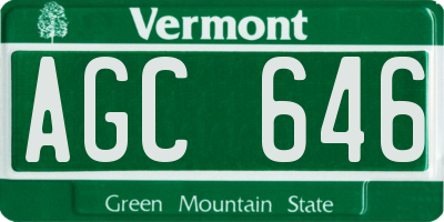VT license plate AGC646