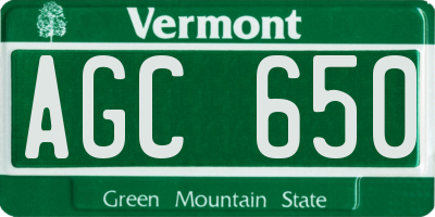 VT license plate AGC650