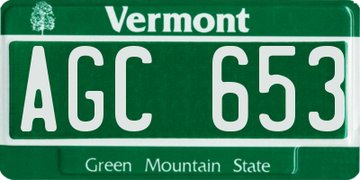 VT license plate AGC653