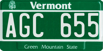 VT license plate AGC655