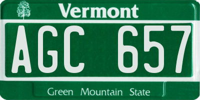 VT license plate AGC657