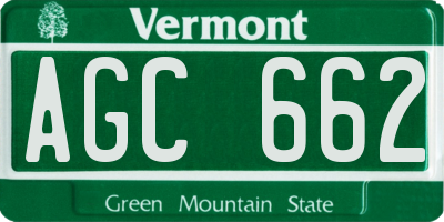 VT license plate AGC662