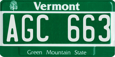 VT license plate AGC663