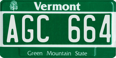 VT license plate AGC664