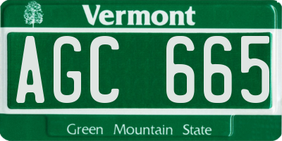 VT license plate AGC665