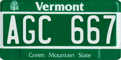 VT license plate AGC667