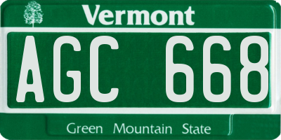 VT license plate AGC668