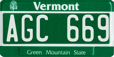 VT license plate AGC669