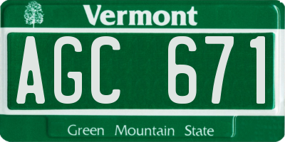 VT license plate AGC671
