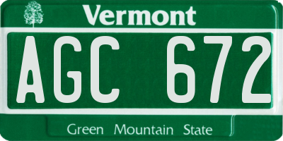 VT license plate AGC672