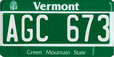 VT license plate AGC673
