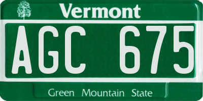VT license plate AGC675
