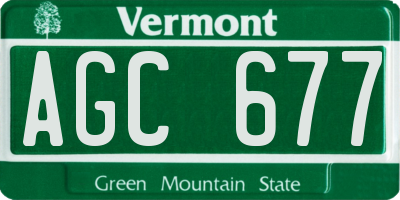 VT license plate AGC677