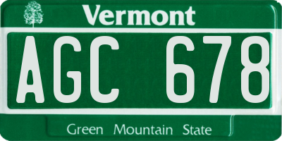VT license plate AGC678